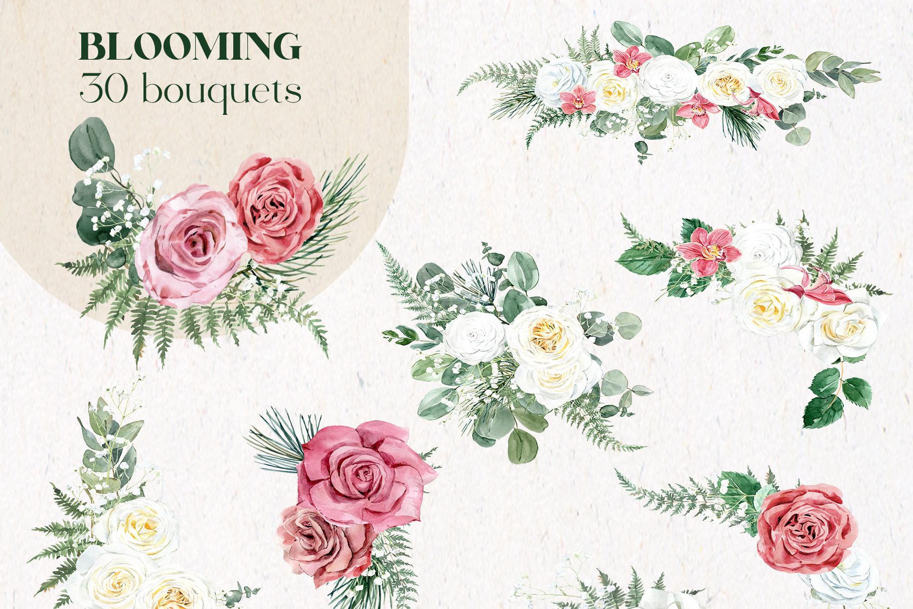 Watercolor Bouquets Clipart for Wedding