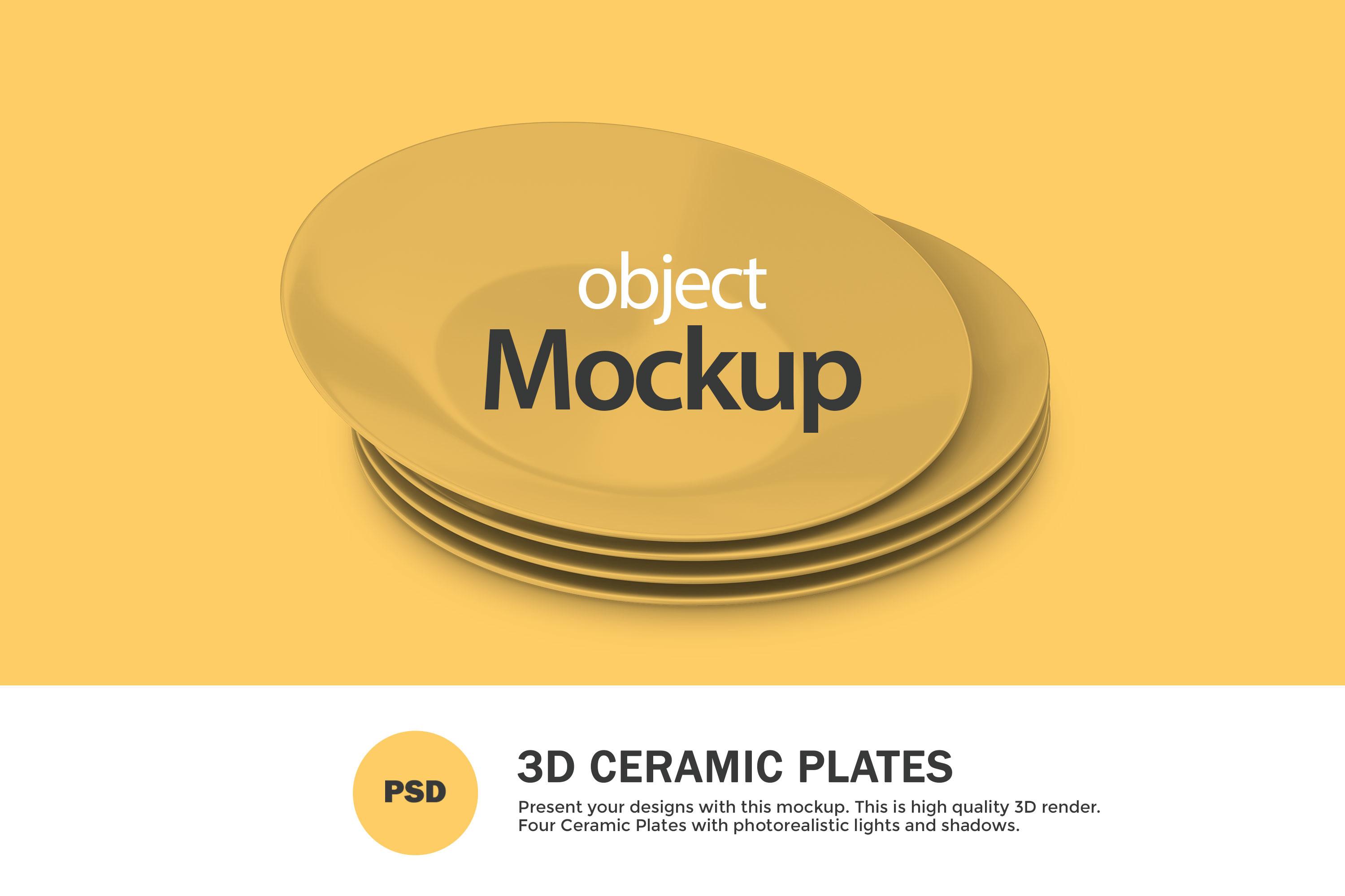 3D Ceramic Plates -PSD Mockup