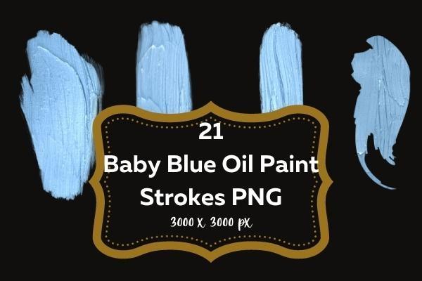21 Baby Blue Thick Oil Paint Strokes PNG