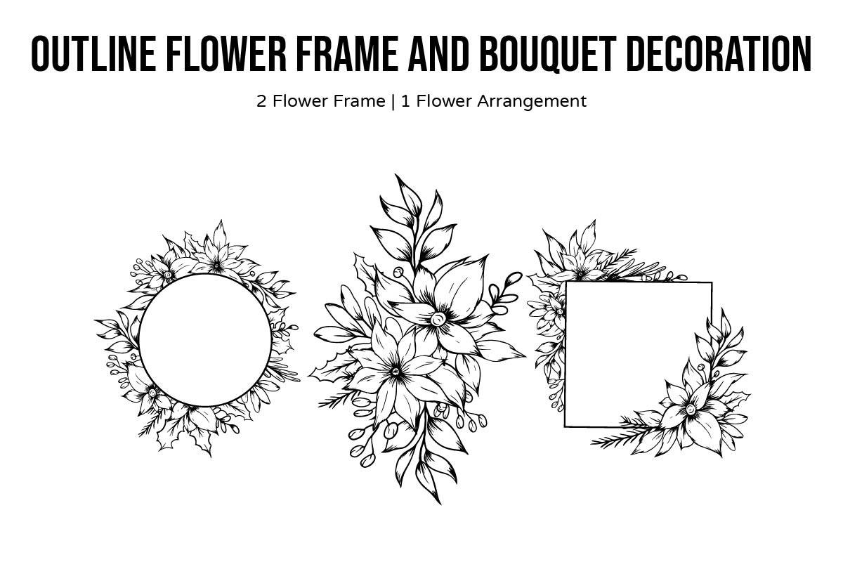 Flower Outline Frame Bouquet