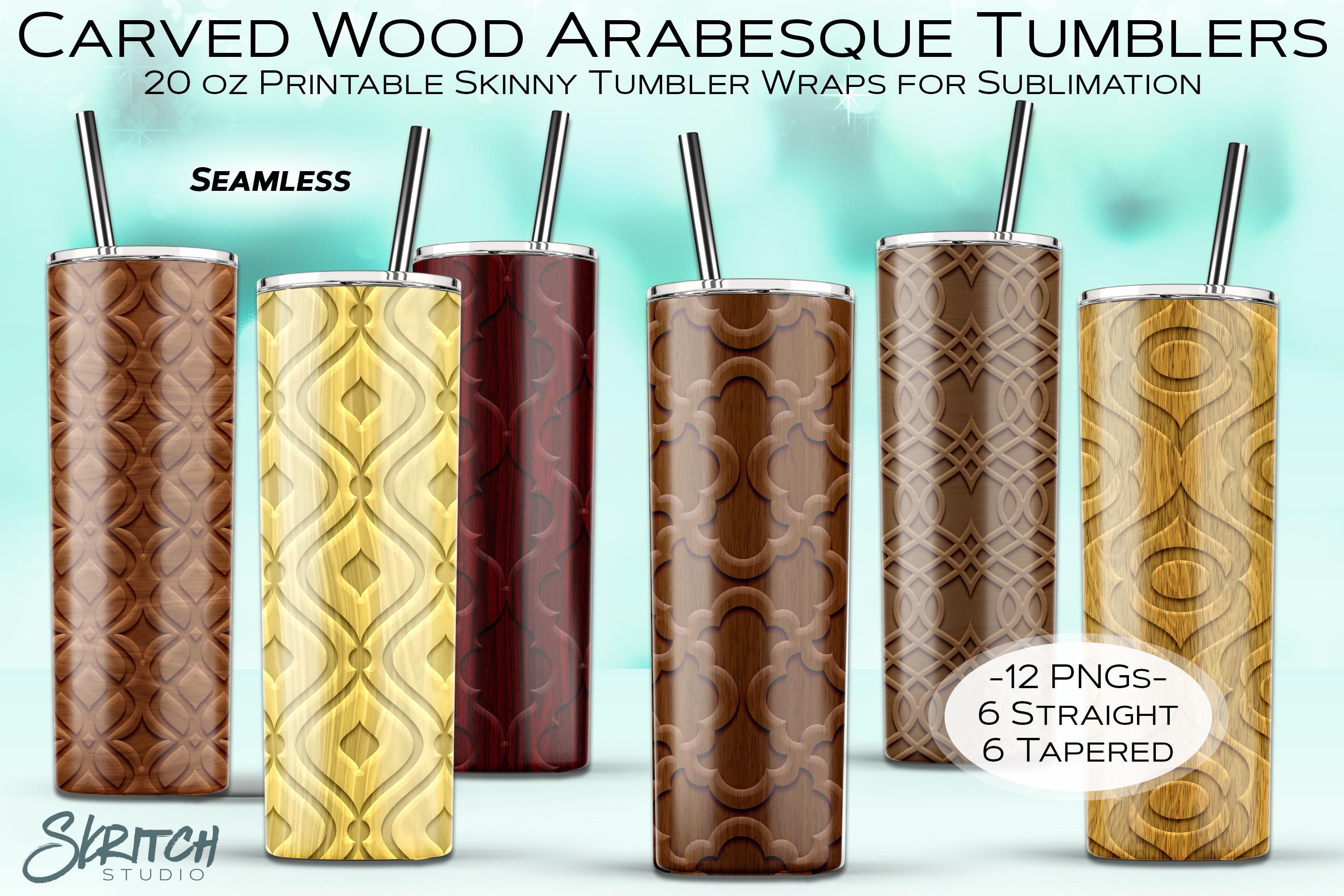 Carved Wood Arabesque Skinny Tumblers