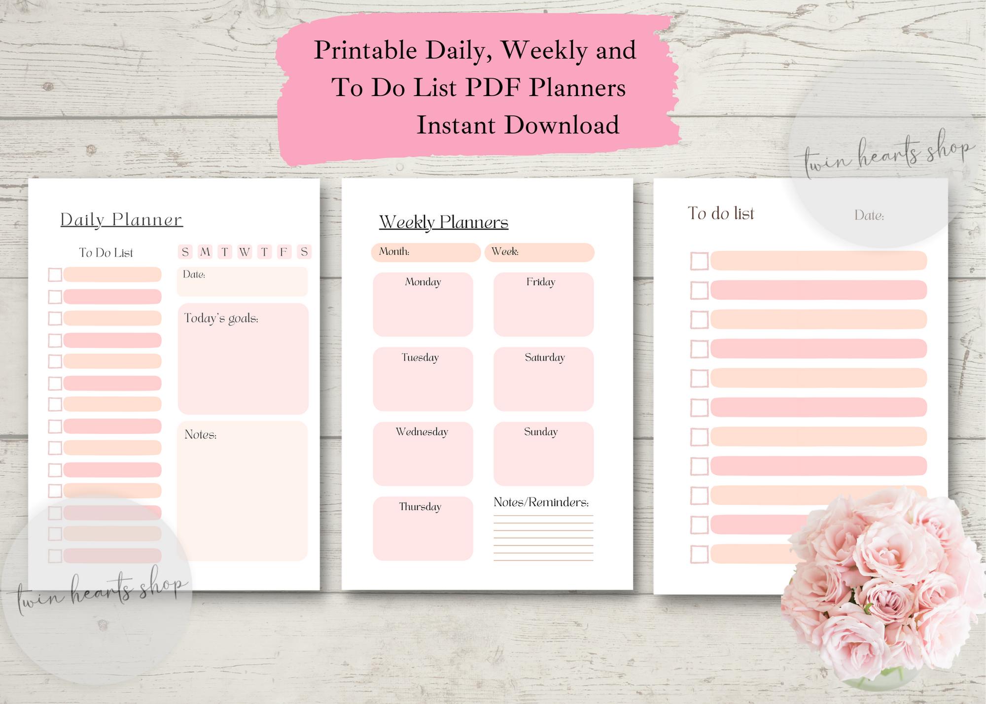 Printable Daily and Weekly Planners|PDF