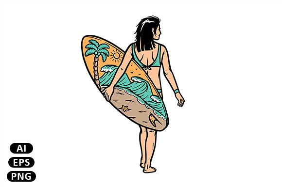 Beautiful Woman and Surfboard