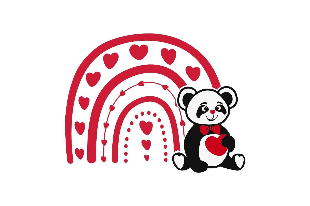 Valentine's Panda with Rainbow SVG