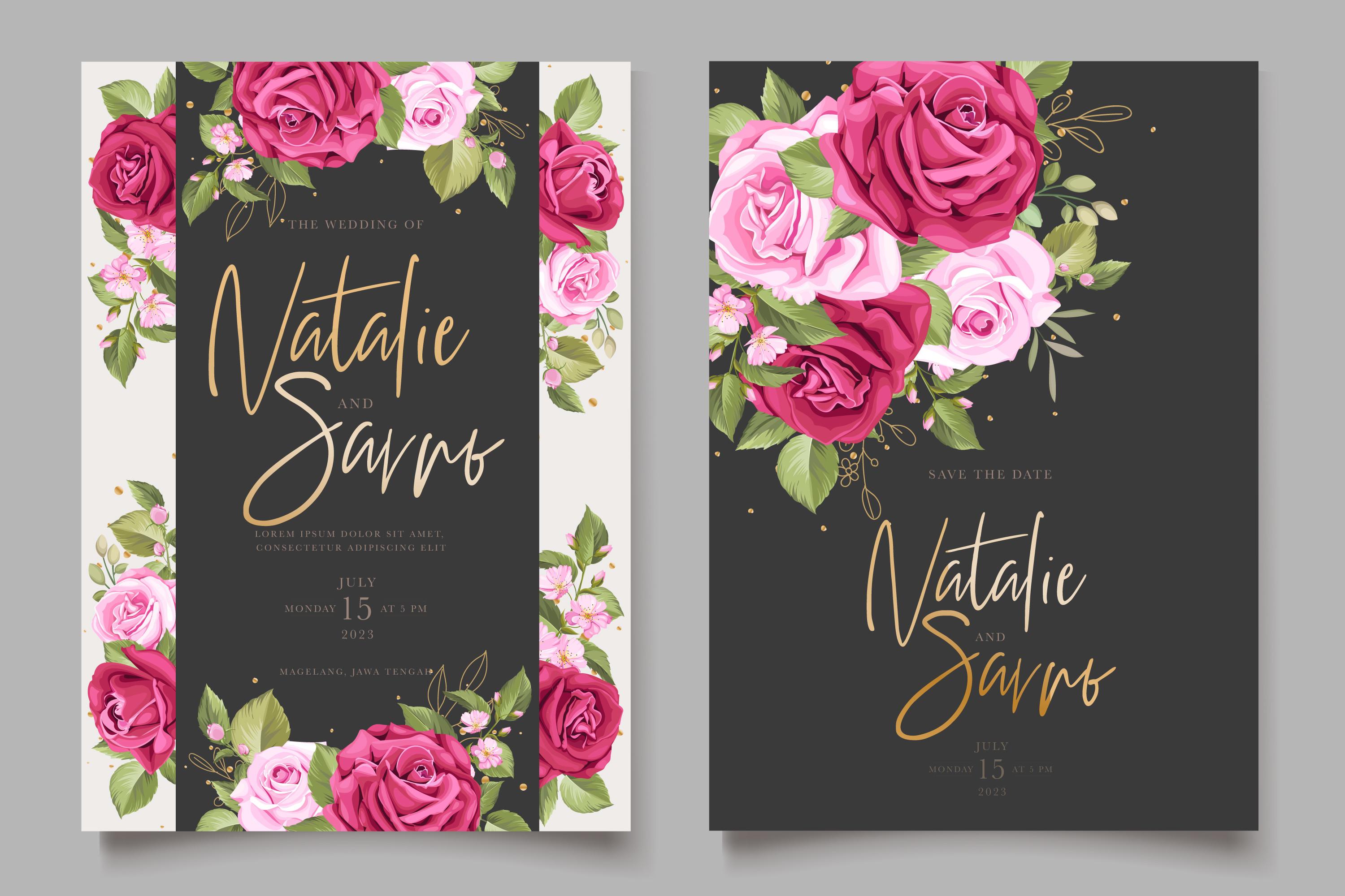 ELEGANT Roses Wedding Card Set