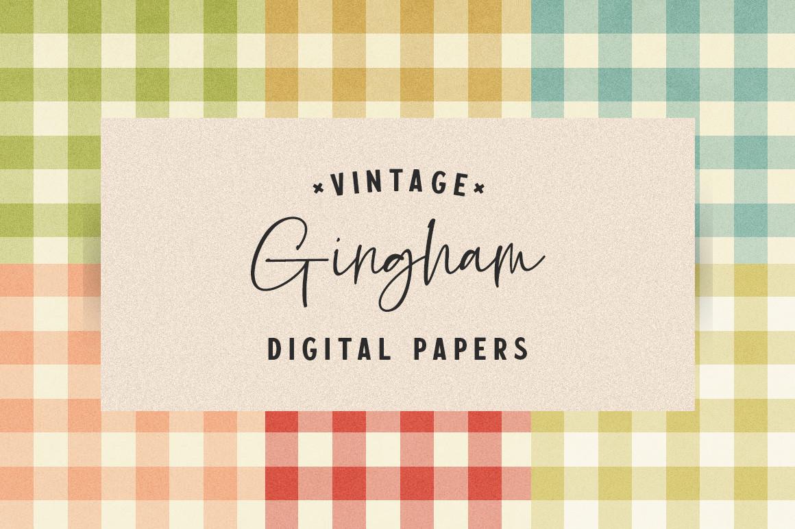 Vintage Farmhouse Gingham Digital Papers