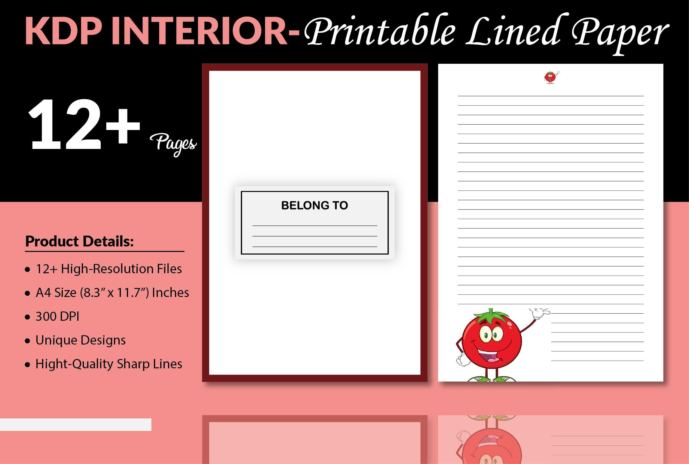 Printable Lined Paper Templates - KDP