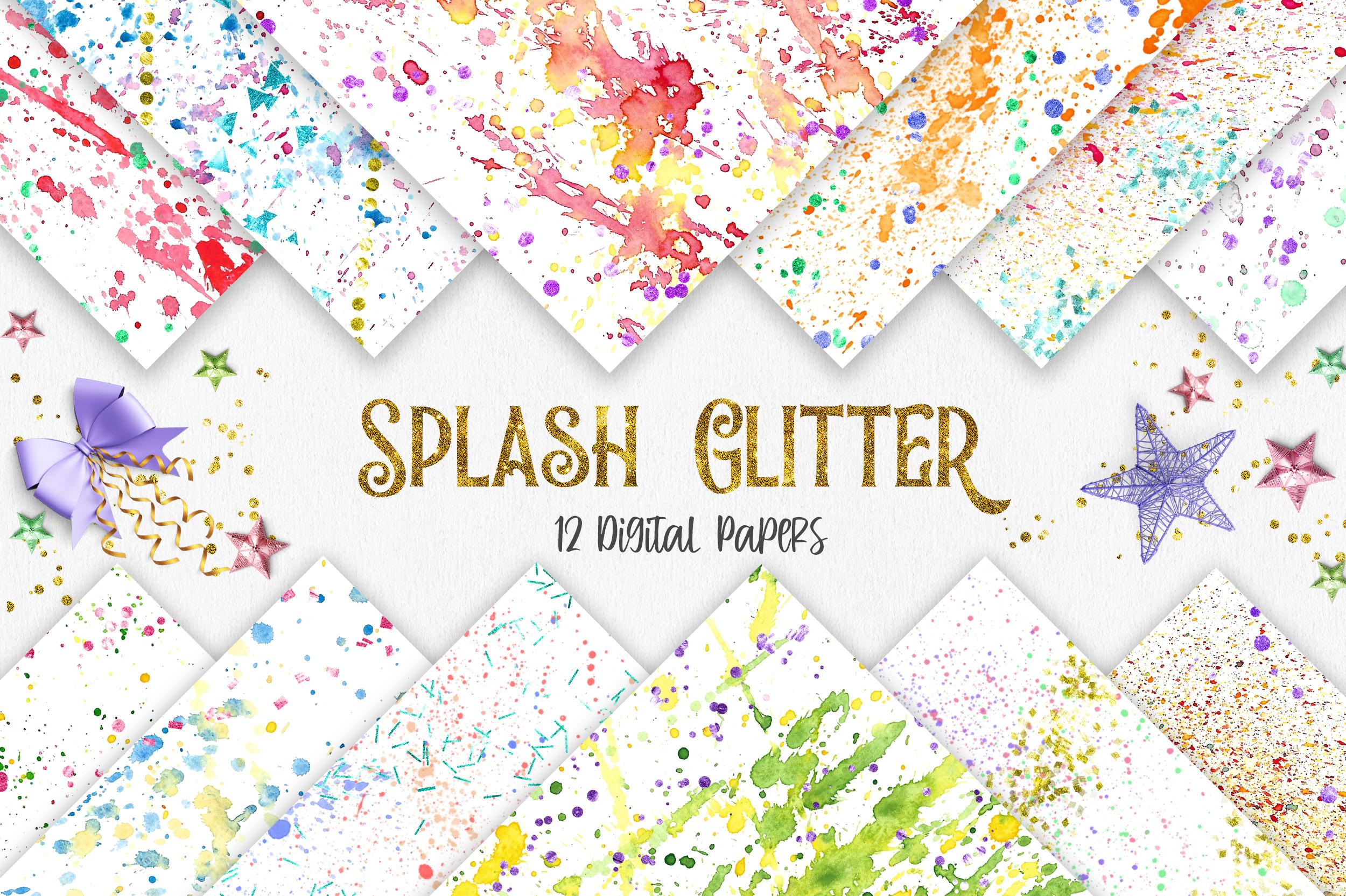 Watercolor Splash Glitter Background