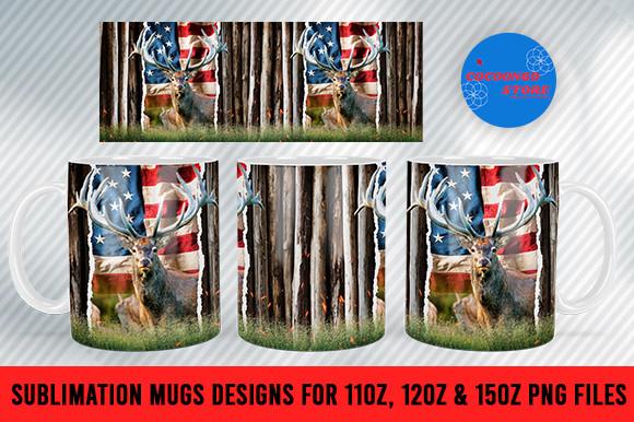 Deer Head Hunting and USA Flag Mug