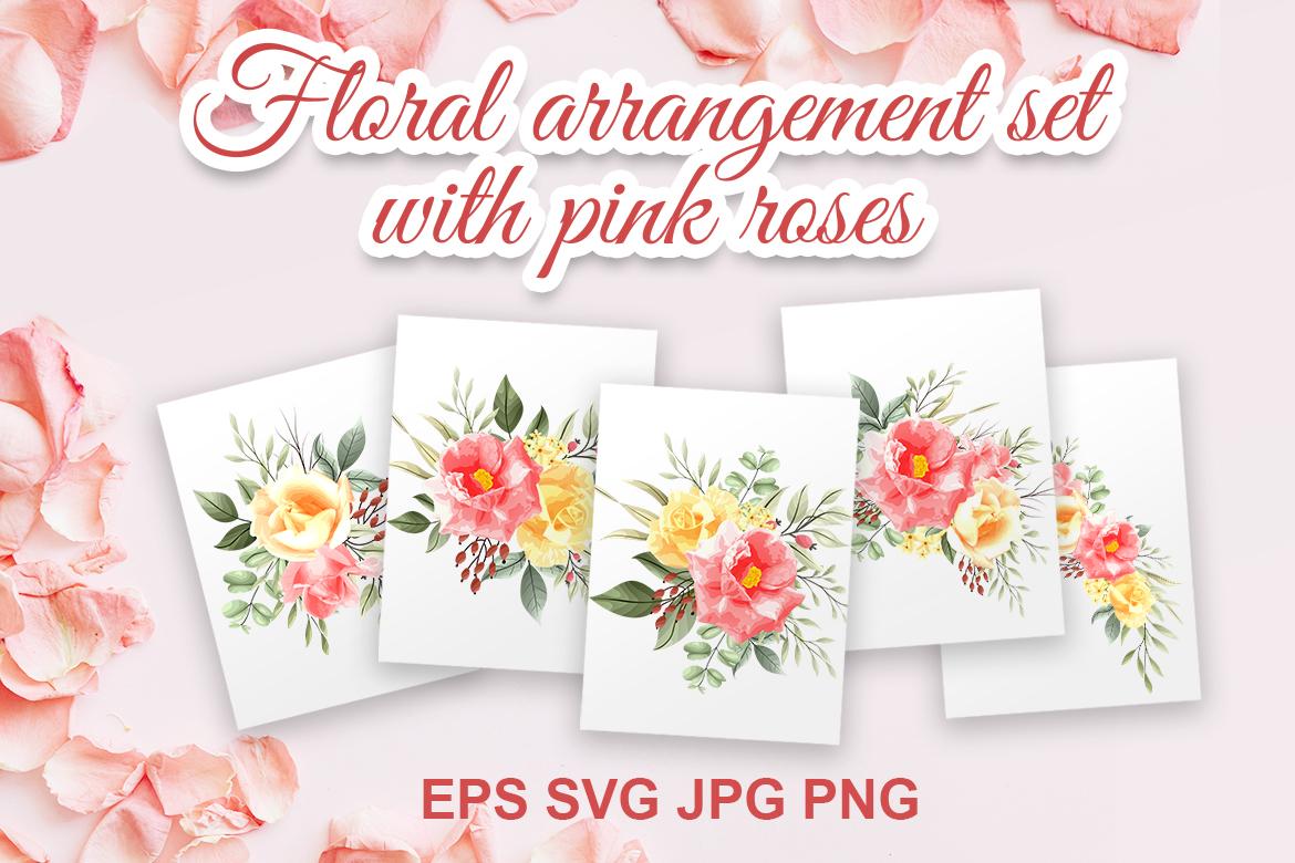 Floral Arrangement Set with Pink Roses
