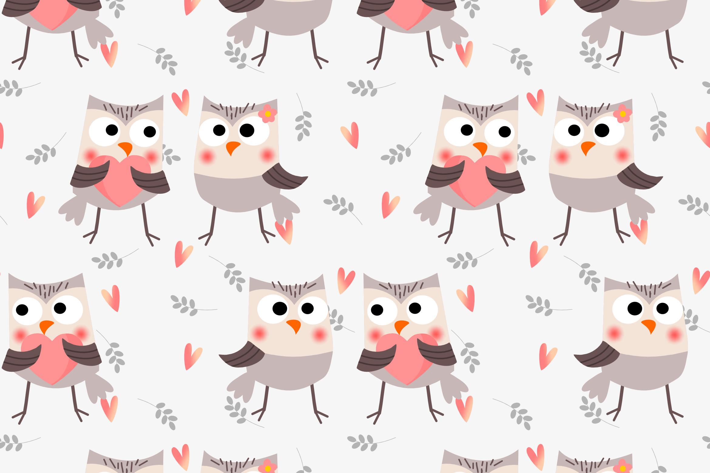 Cute Couple Owl Seamless Pattern