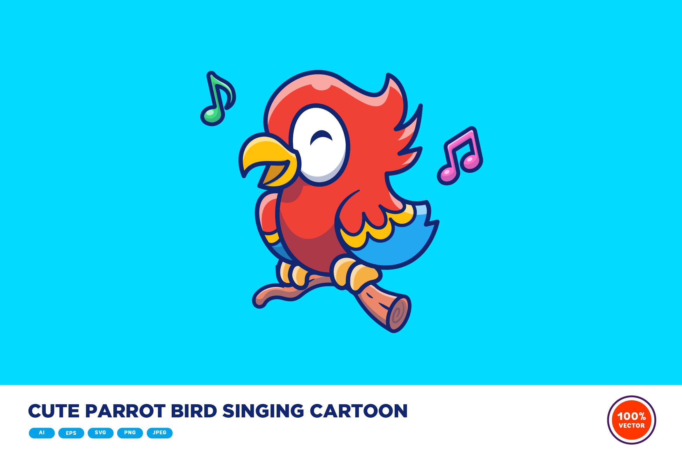 Cute Parrot Bird SInging Cartoon