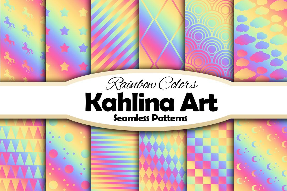 12 Seamless Patterns Rainbow Colors