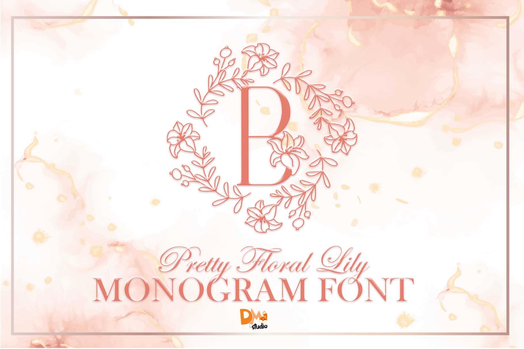 Pretty Floral Lily Monogram Font