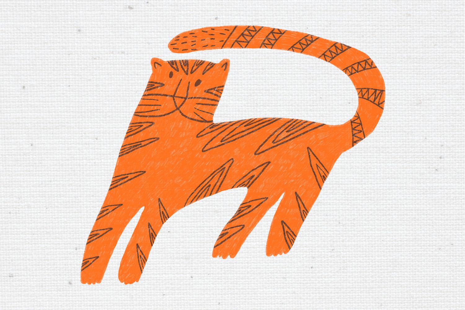 Orange Tiger Clipart Cute Character