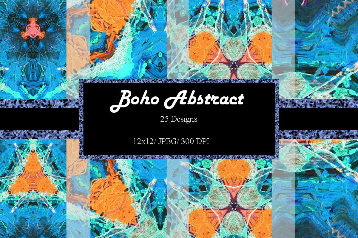 Boho Abstract 12x12 Digital Paper Teal