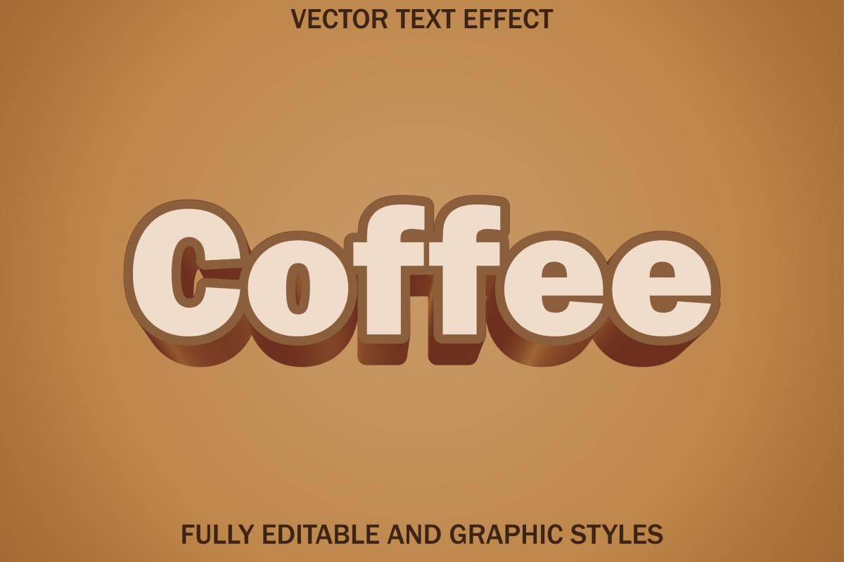 Coffee Text Effect on Brown Background.