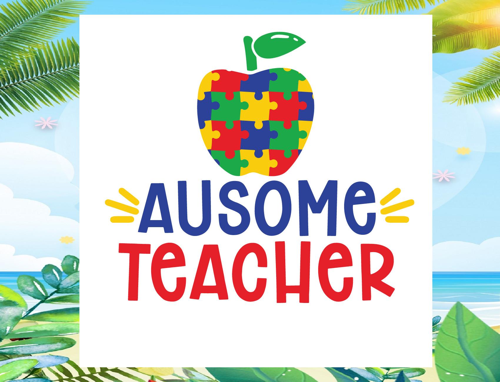 Ausome Teacher Svg, Autism Awareness Svg