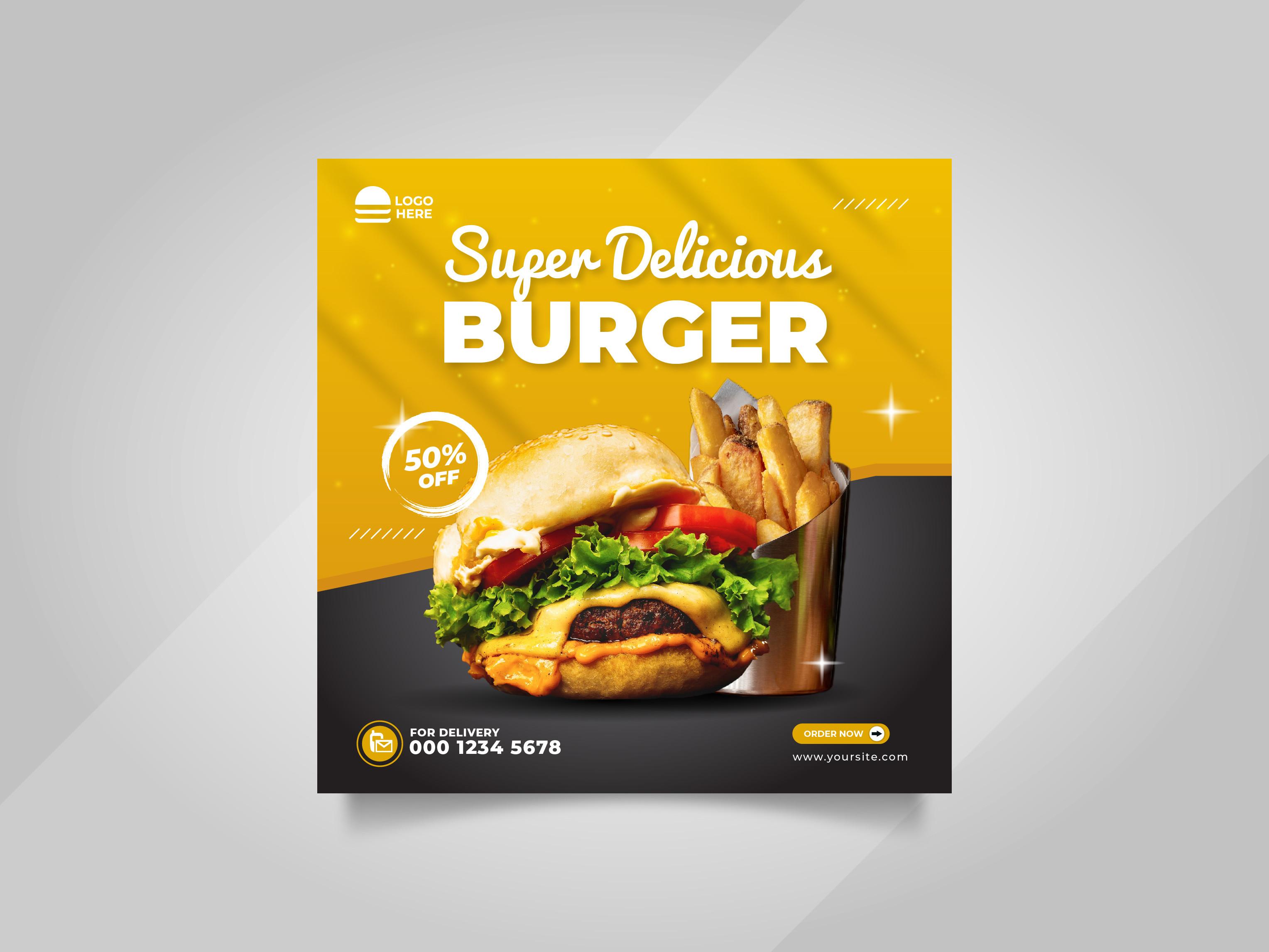 Food Burger Social Media Instagram Post