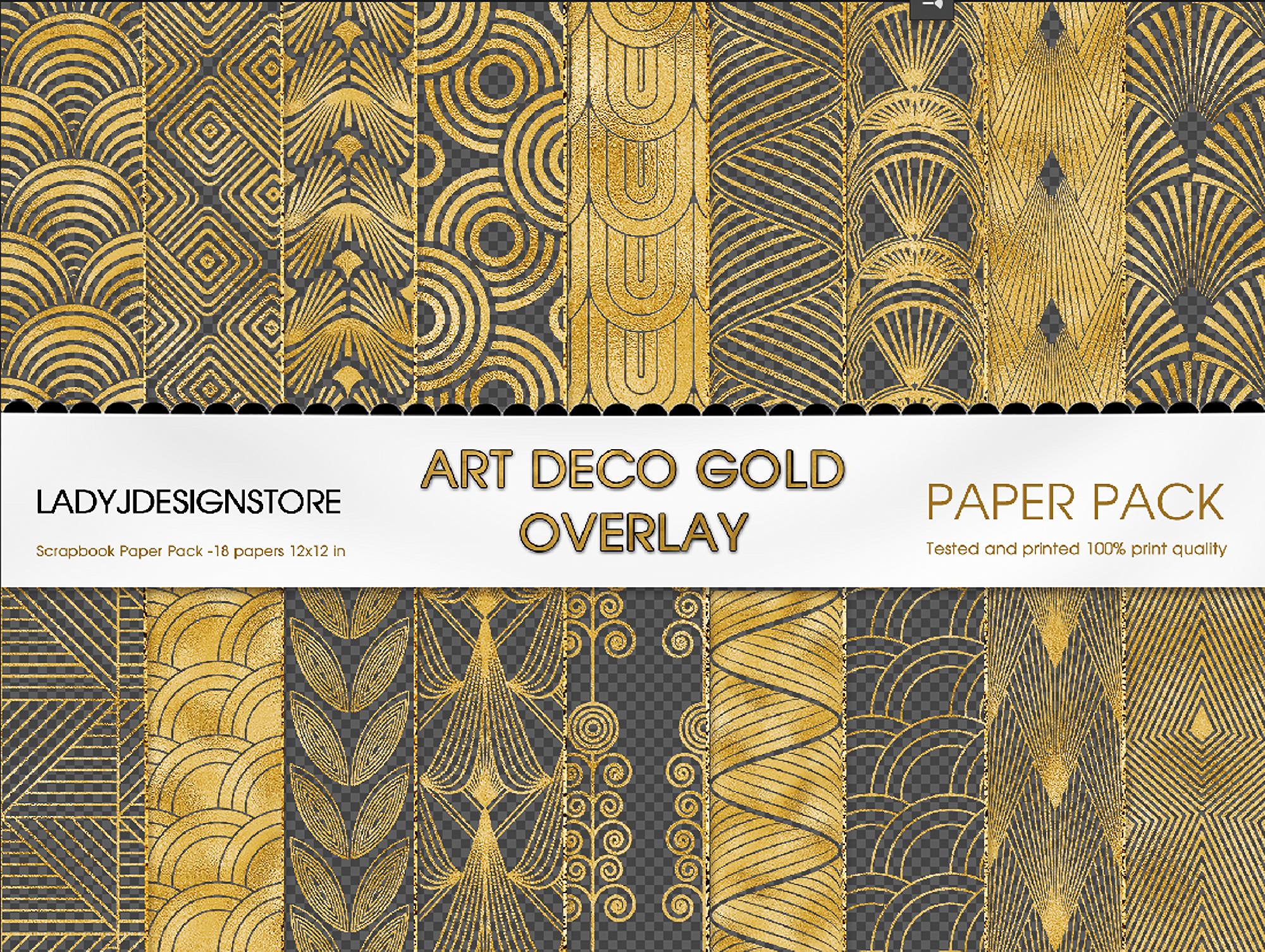Art Deco Gold Foil Overlays