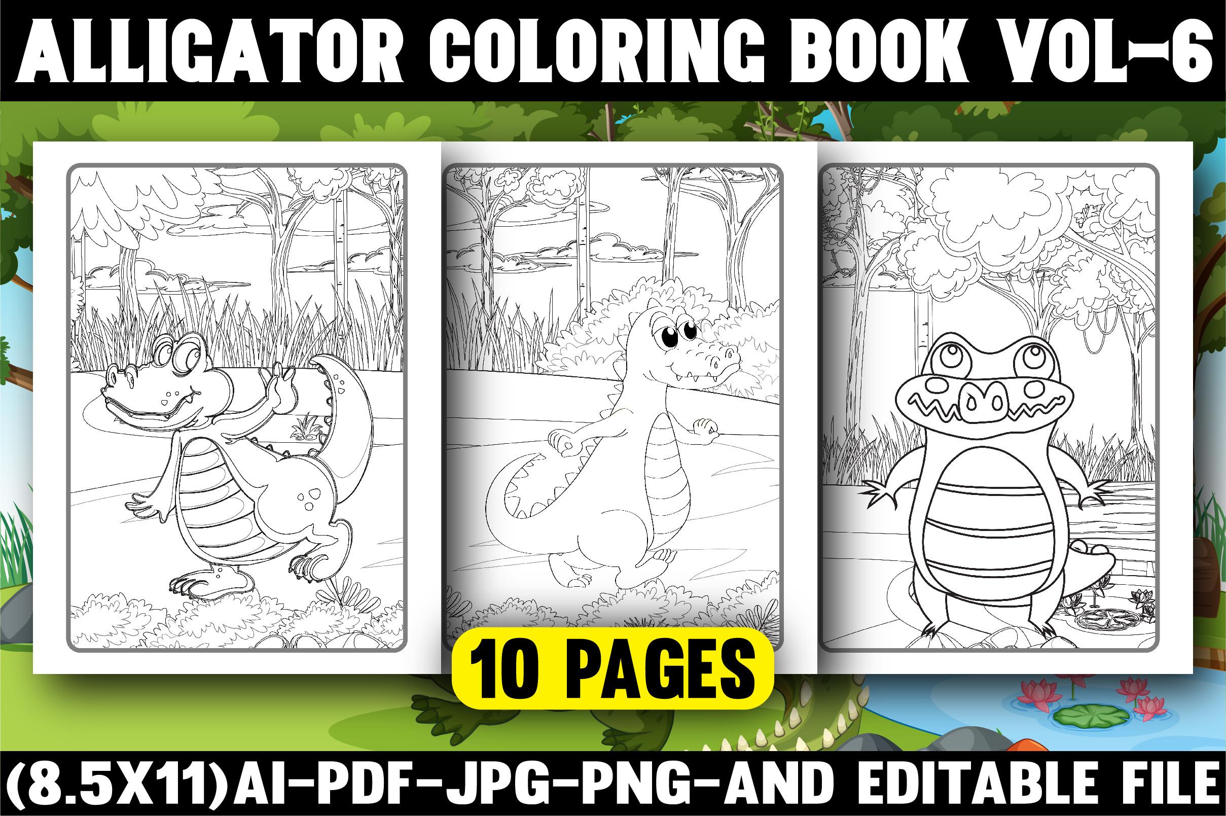 Alligator Coloring Pages for Kids VoL-6