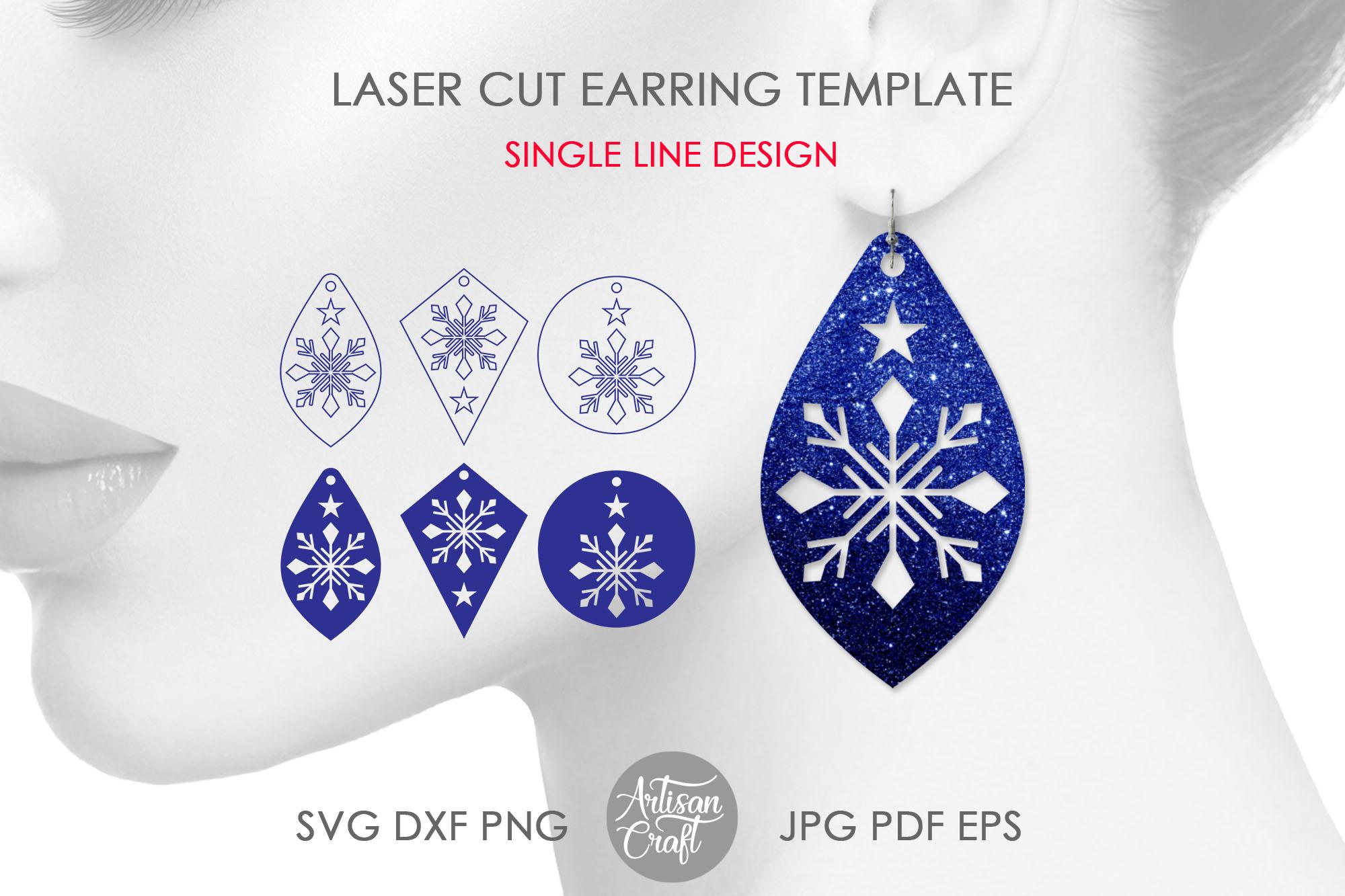 Snowflake Earring SVG, Laser Cut Files