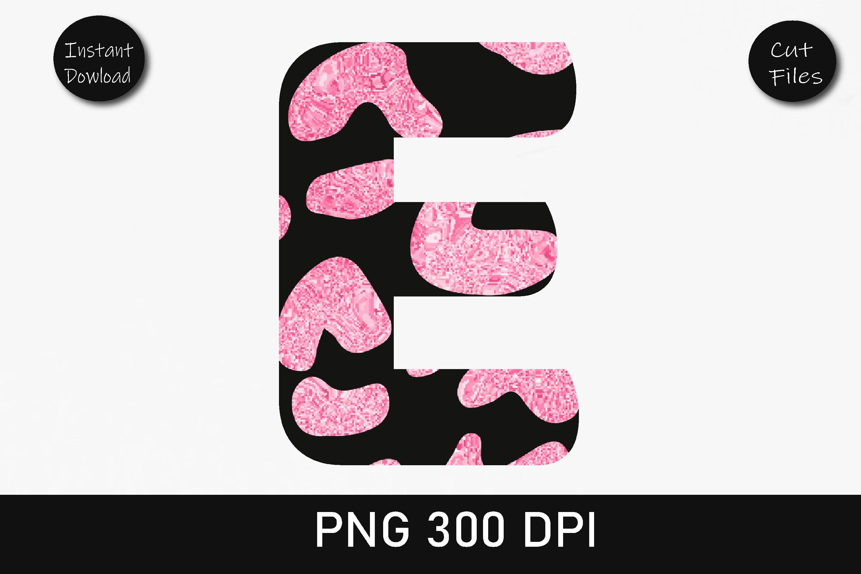 Pink Glitter Leopard Alphabet E