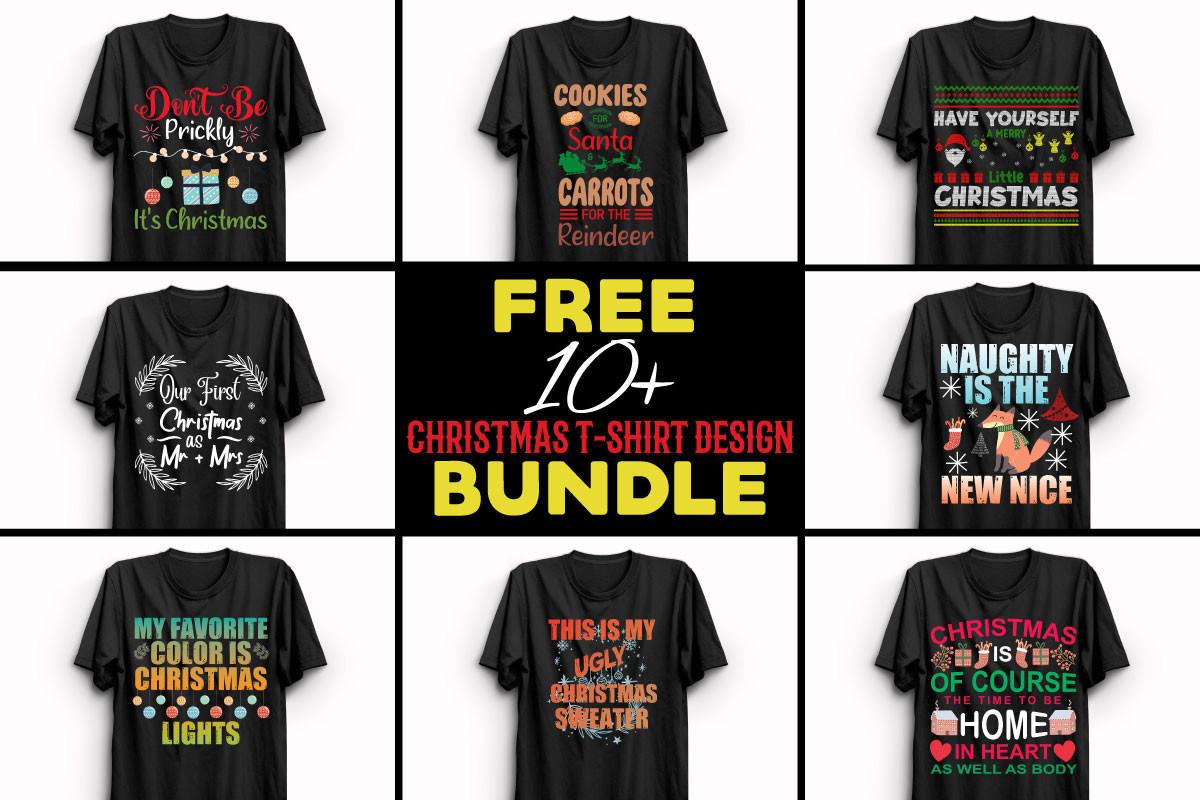 10+Free Christmas T-Shirt Design Bundle