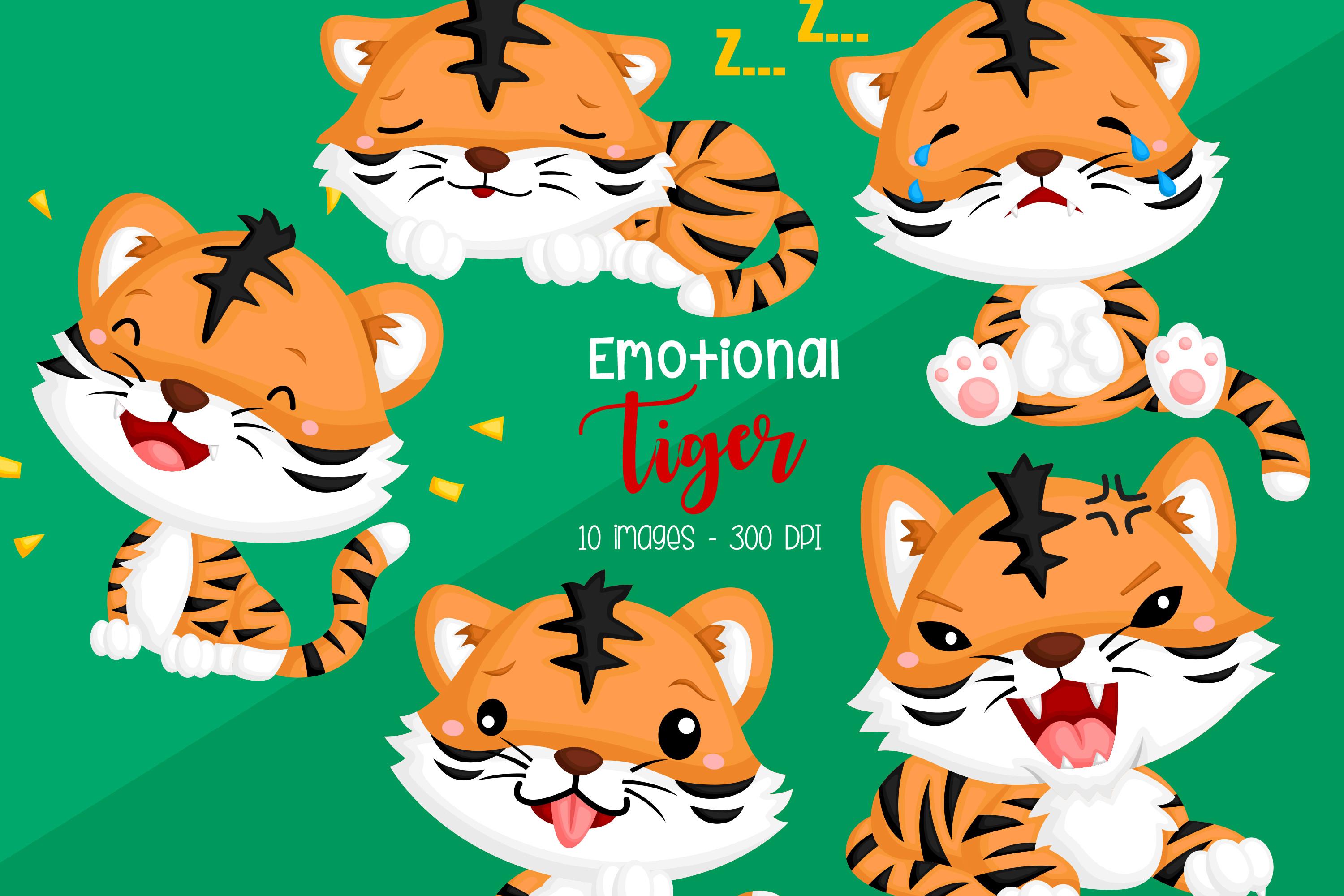 Emotional Tiger Clipart - Cute Animal