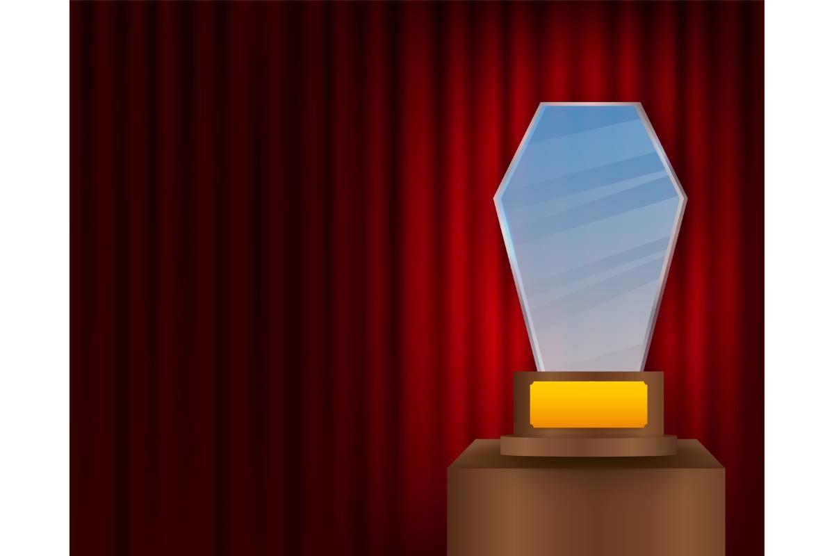 Glass Award Concept Background. Golden