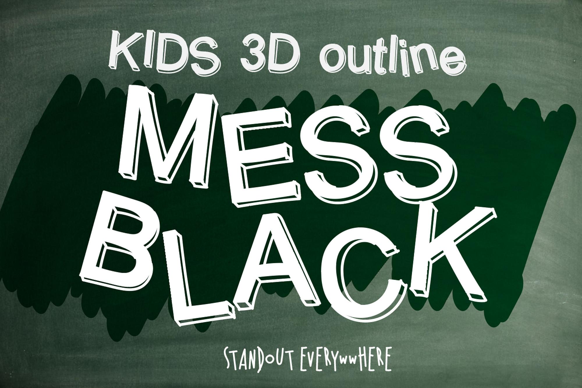 Kids 3D Outline Mess Black Font
