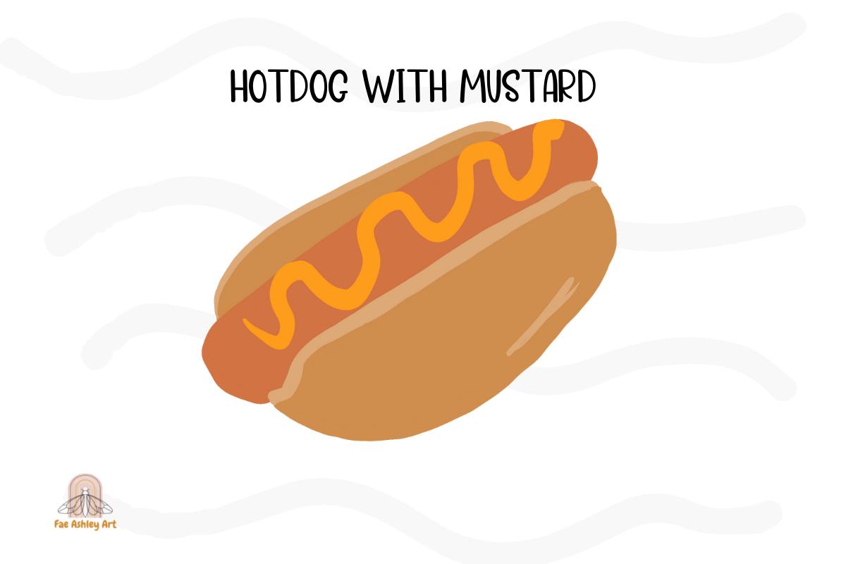 Hot Dog in Bun with Mustard Illustration