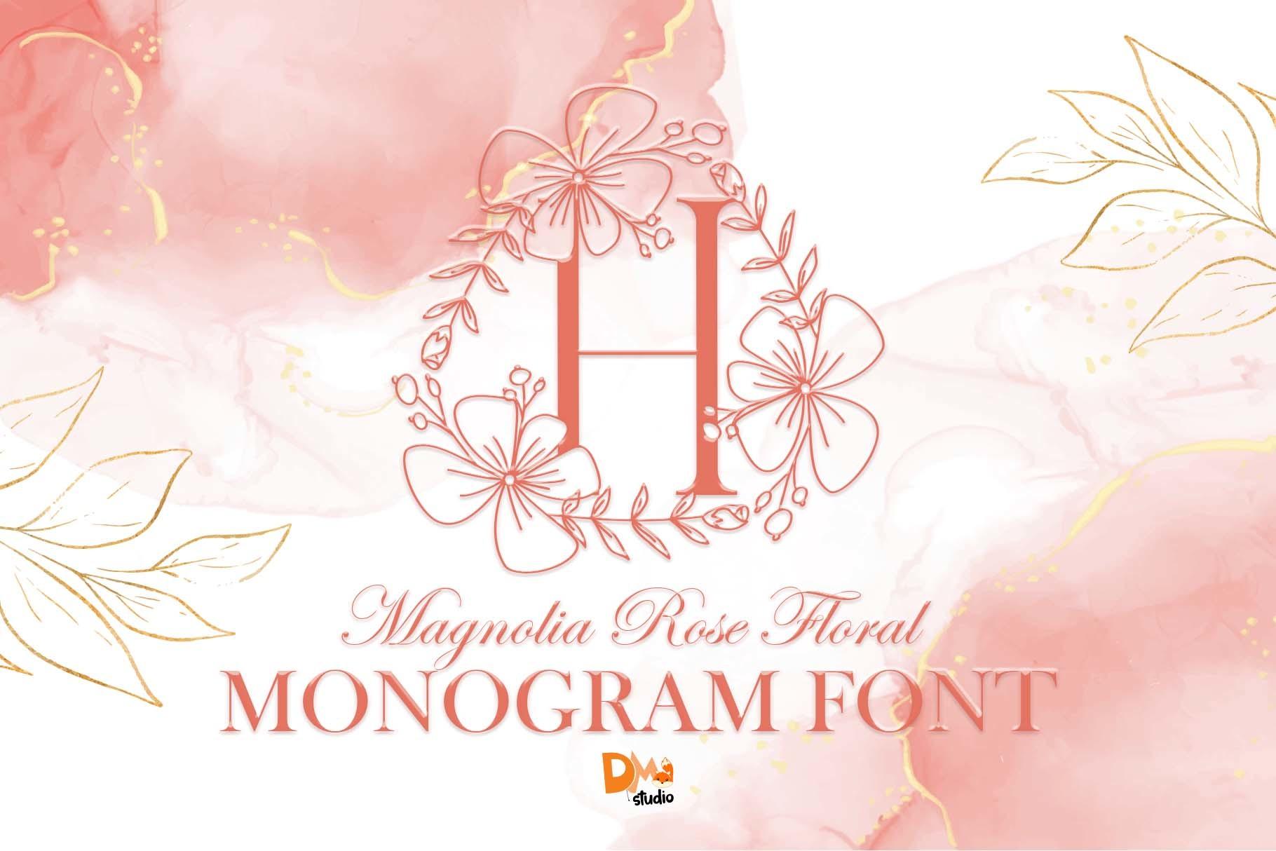 Magnolia Rose Floral Monogram Font