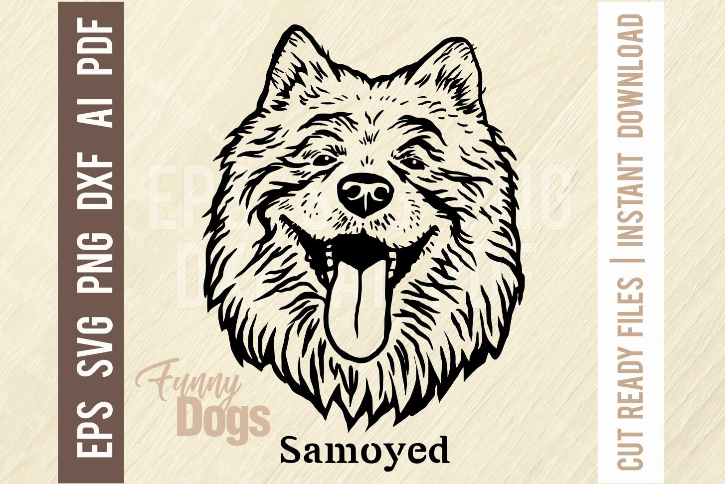 Samoyed - Funny Dog - Cut SVG Stencil