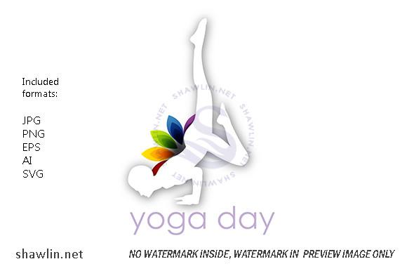 Yoga Day Yoga Poses with Colorful Lotus