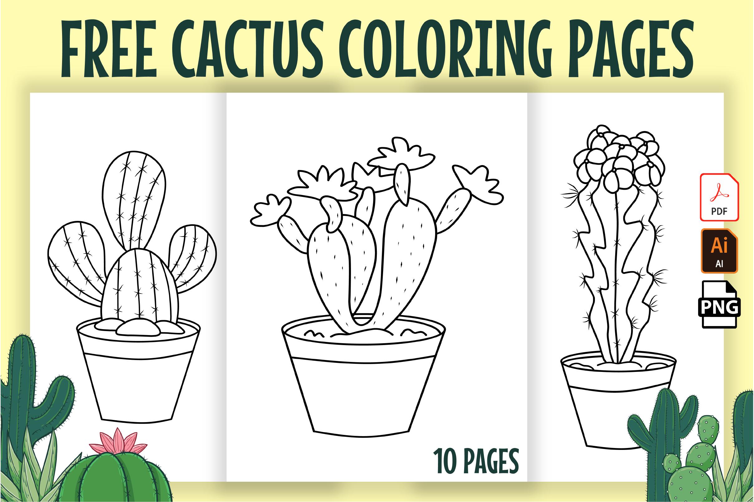 Cute Cactus Coloring Pages for Kids Kdp