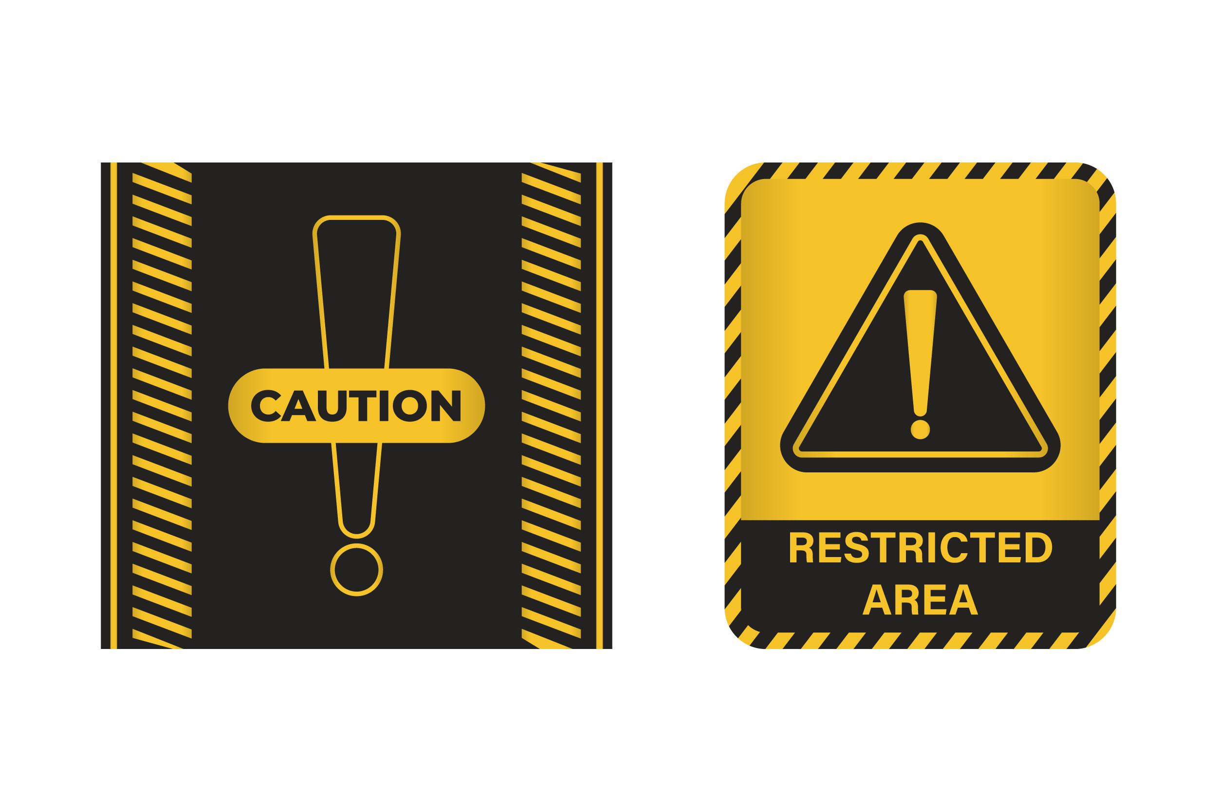 Restricted Area Caution Sign Set Vector