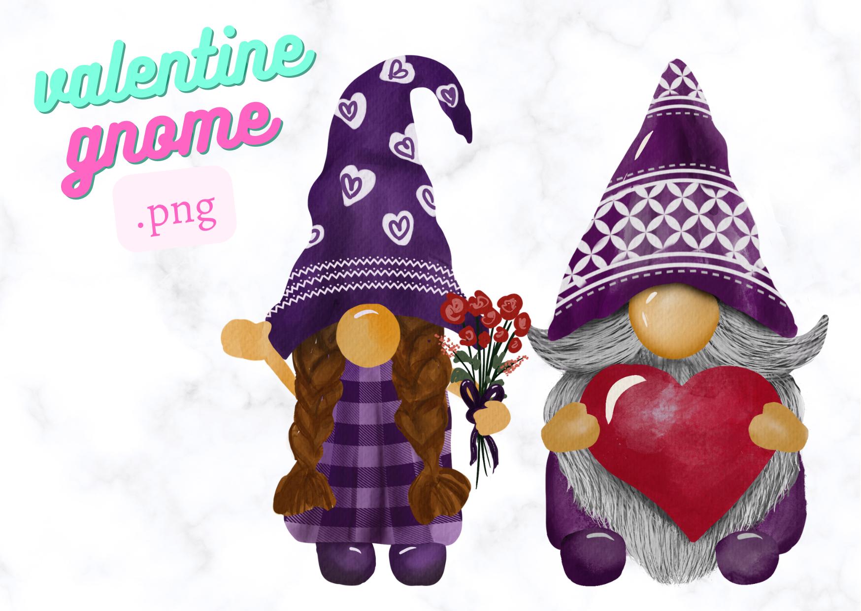 Purple Valentines Couple Gnome