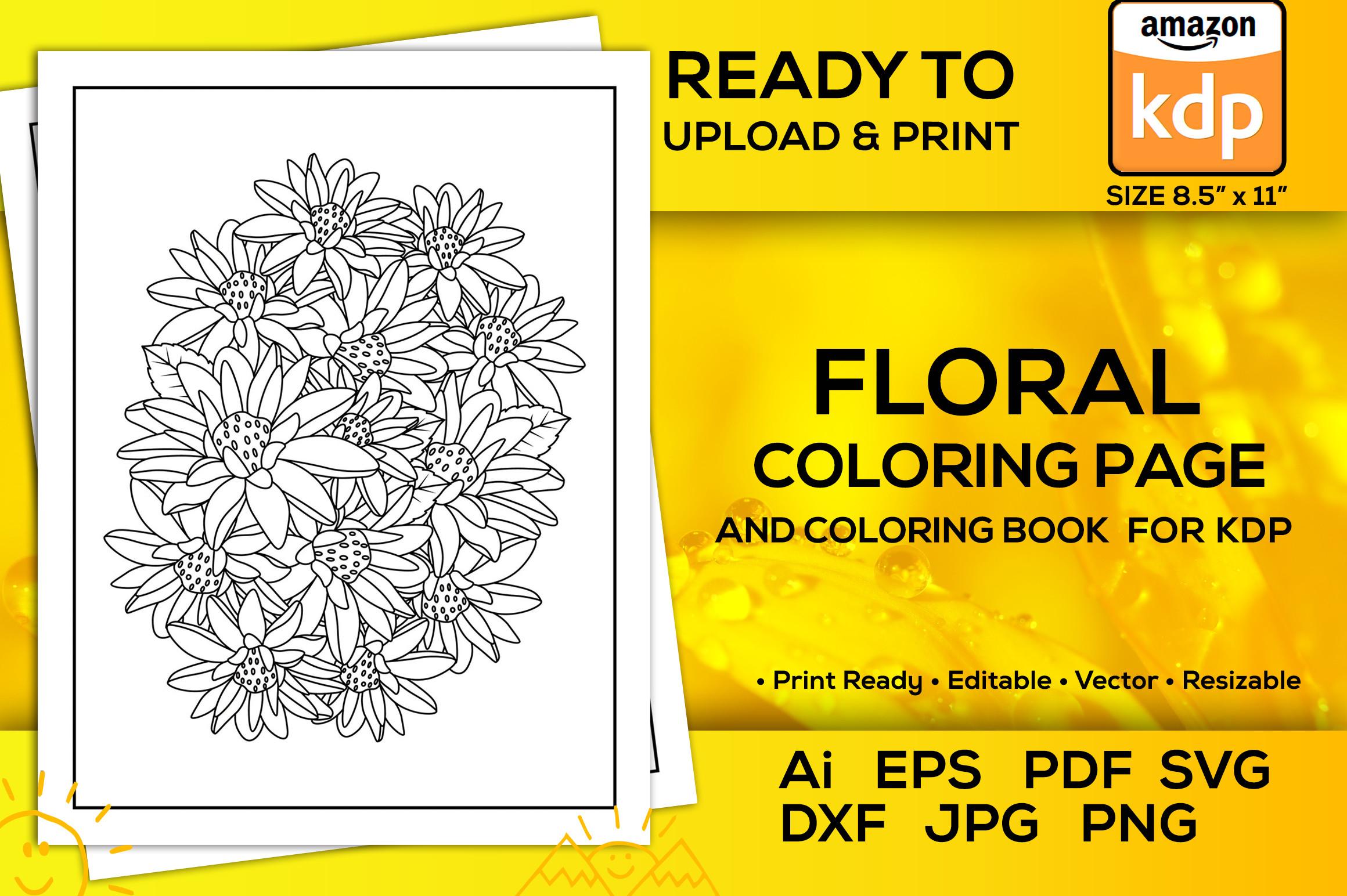 Floral Coloring Page for Coloring Book