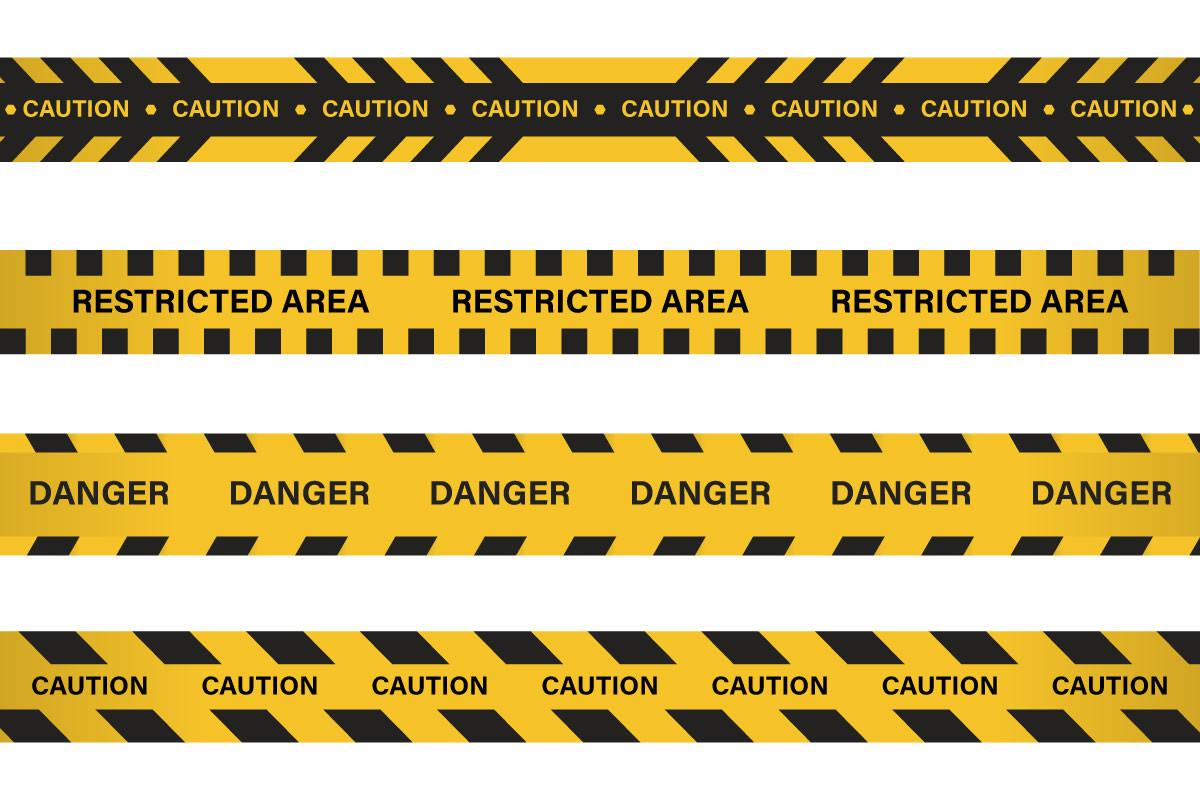 Caution, Danger Yellow Tape Set Vector