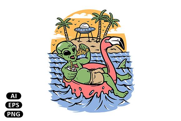 Cool Alien Chilling at Beach