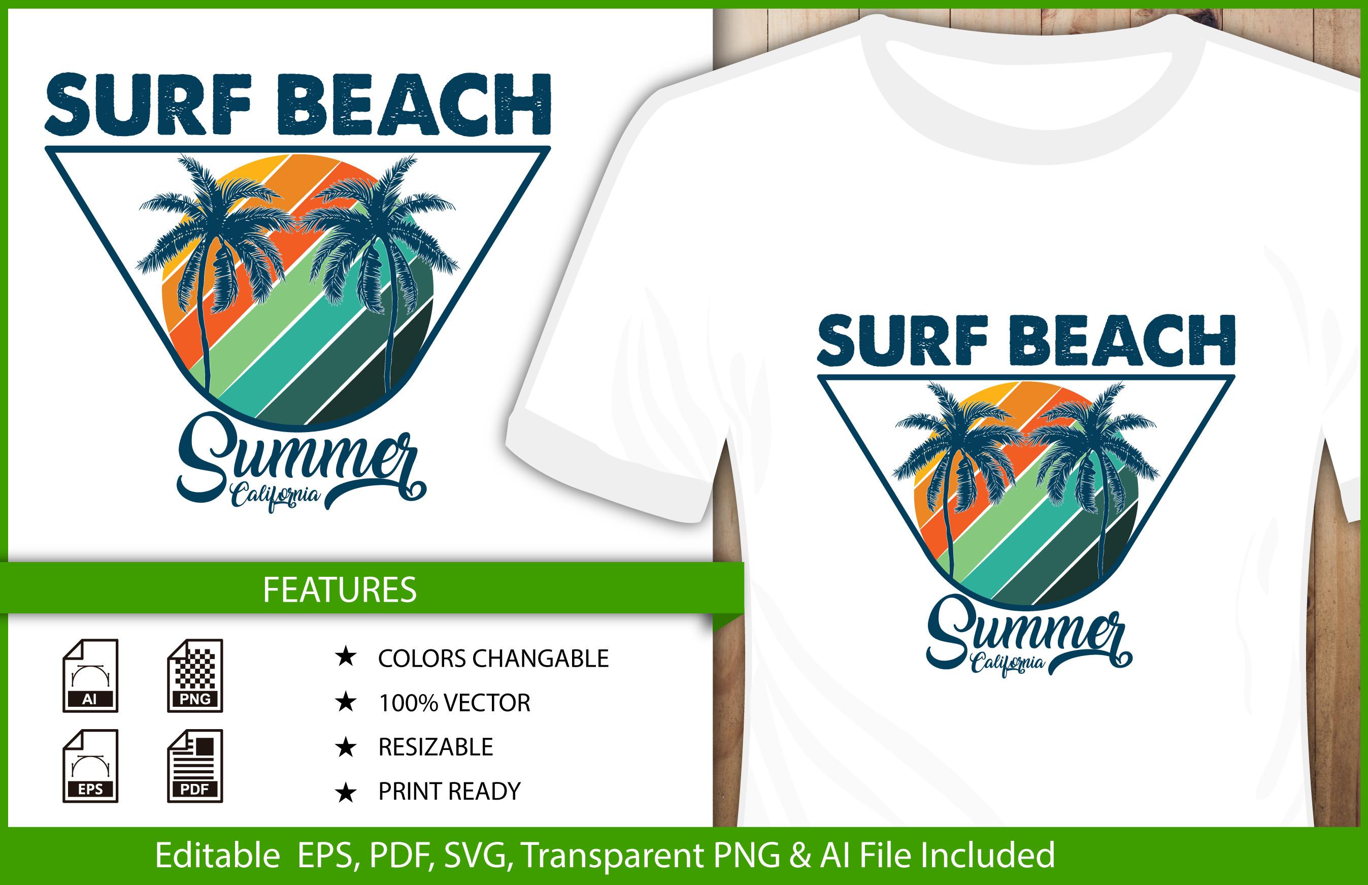 Summer Surf Beach T-shirt Design