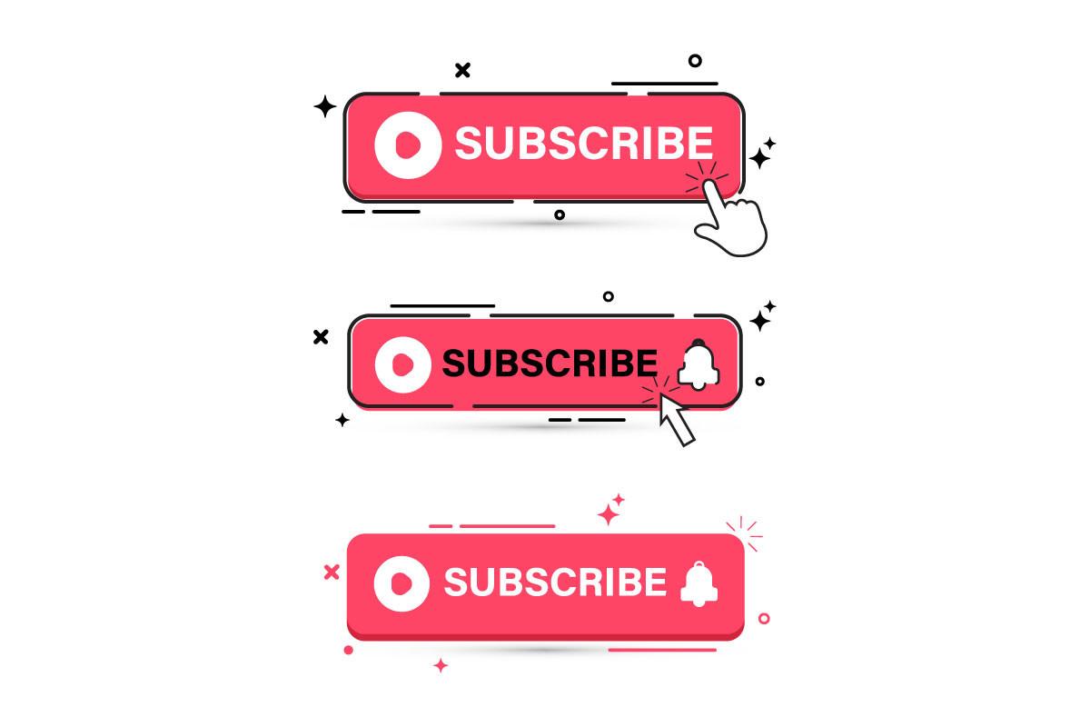 Subscribe Button Set Flat Illustration
