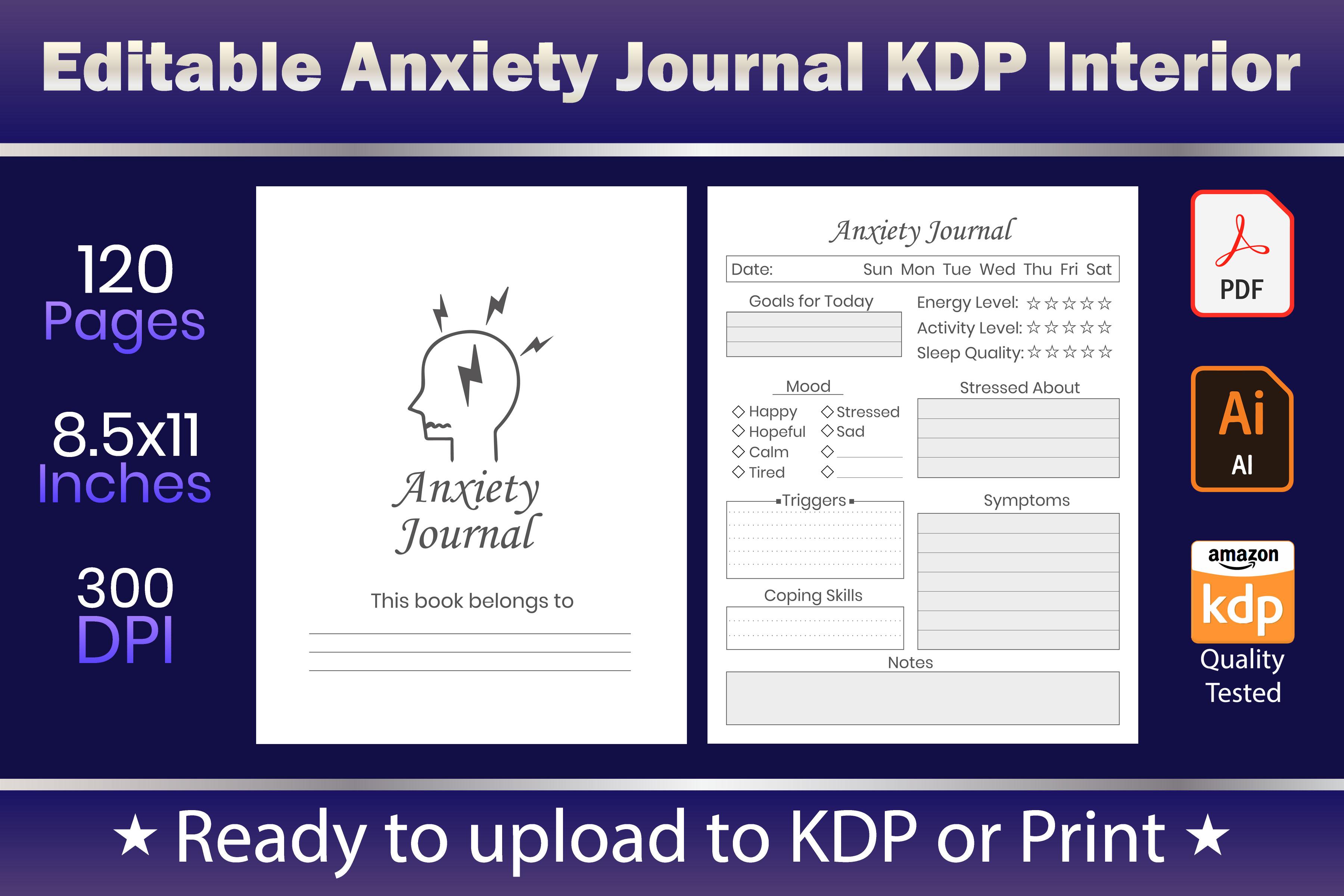 Editable Anxiety Journal KDP Interior