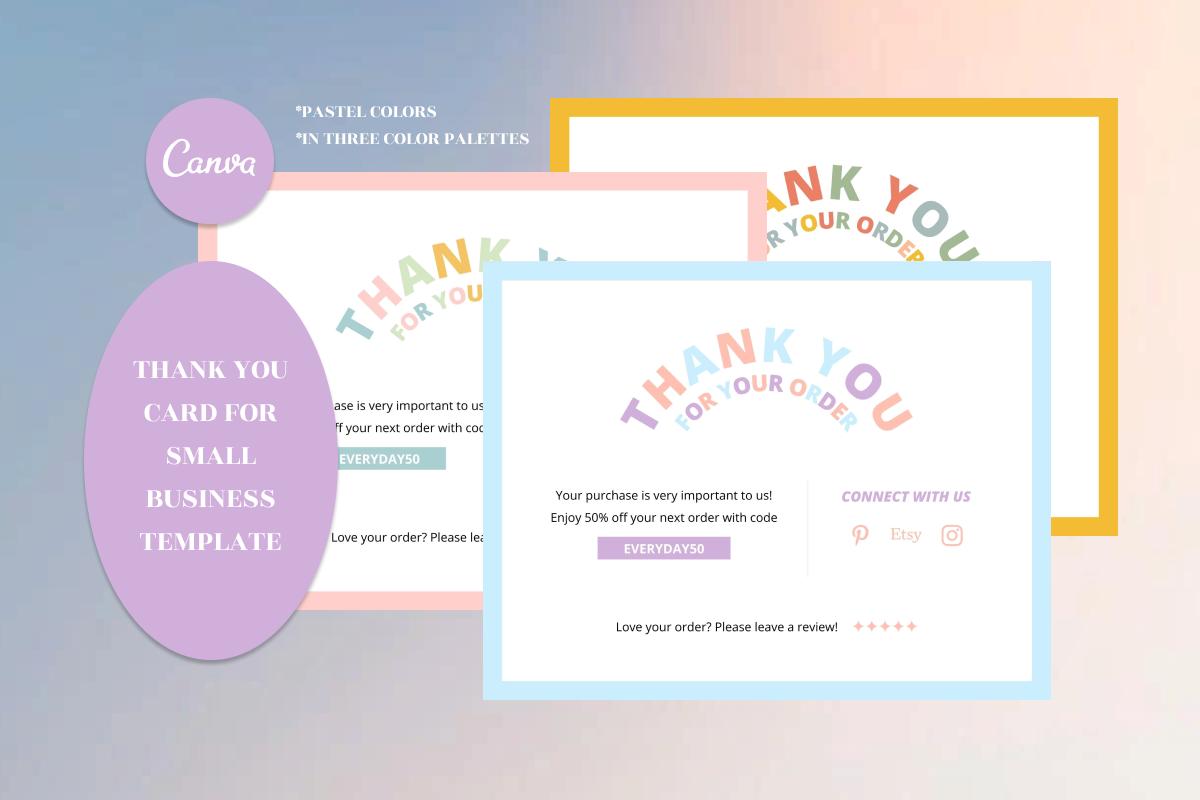 Pastel Thank You Business Card Canva
