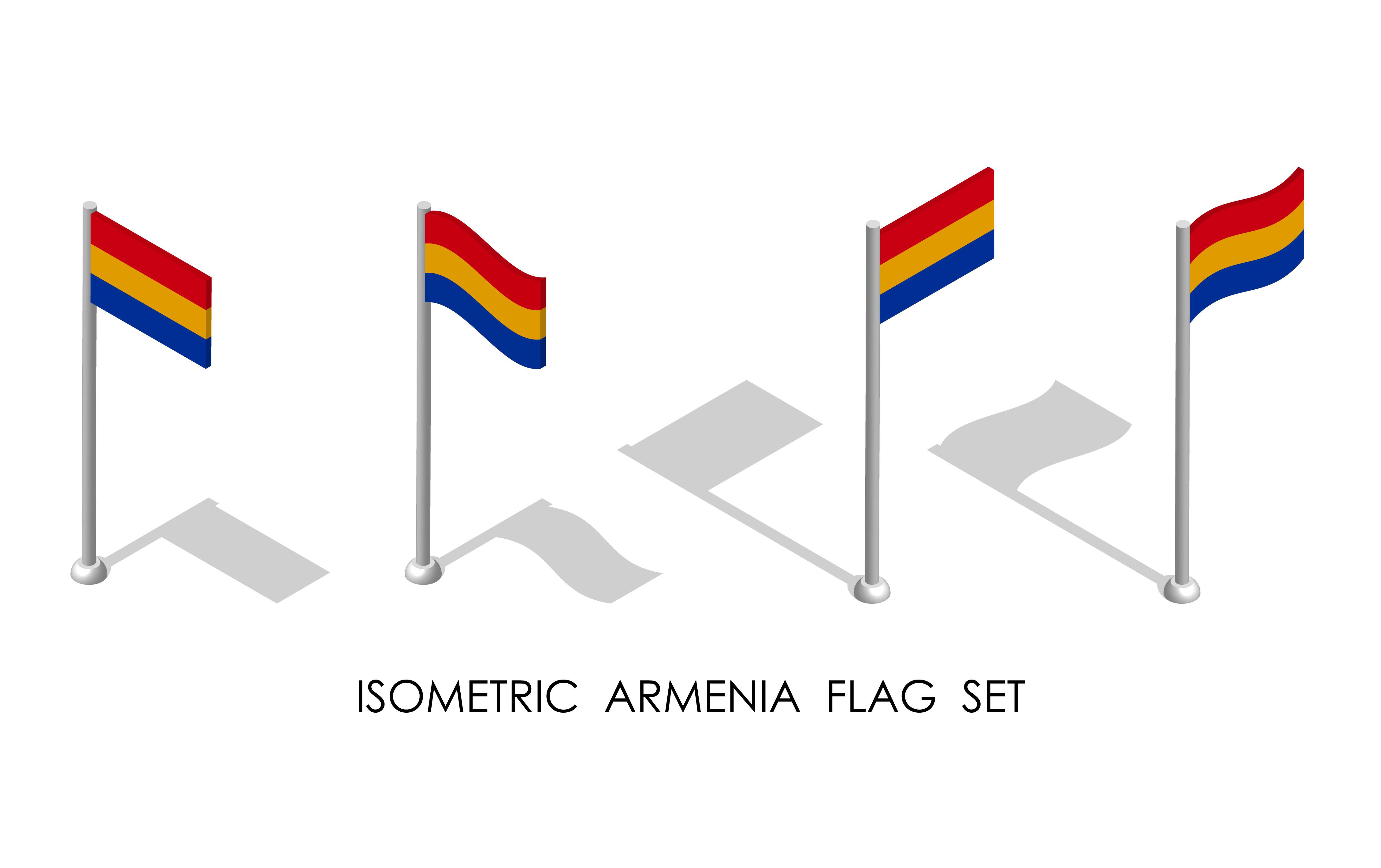 Isometric Flag of Republic of ARMENIA in