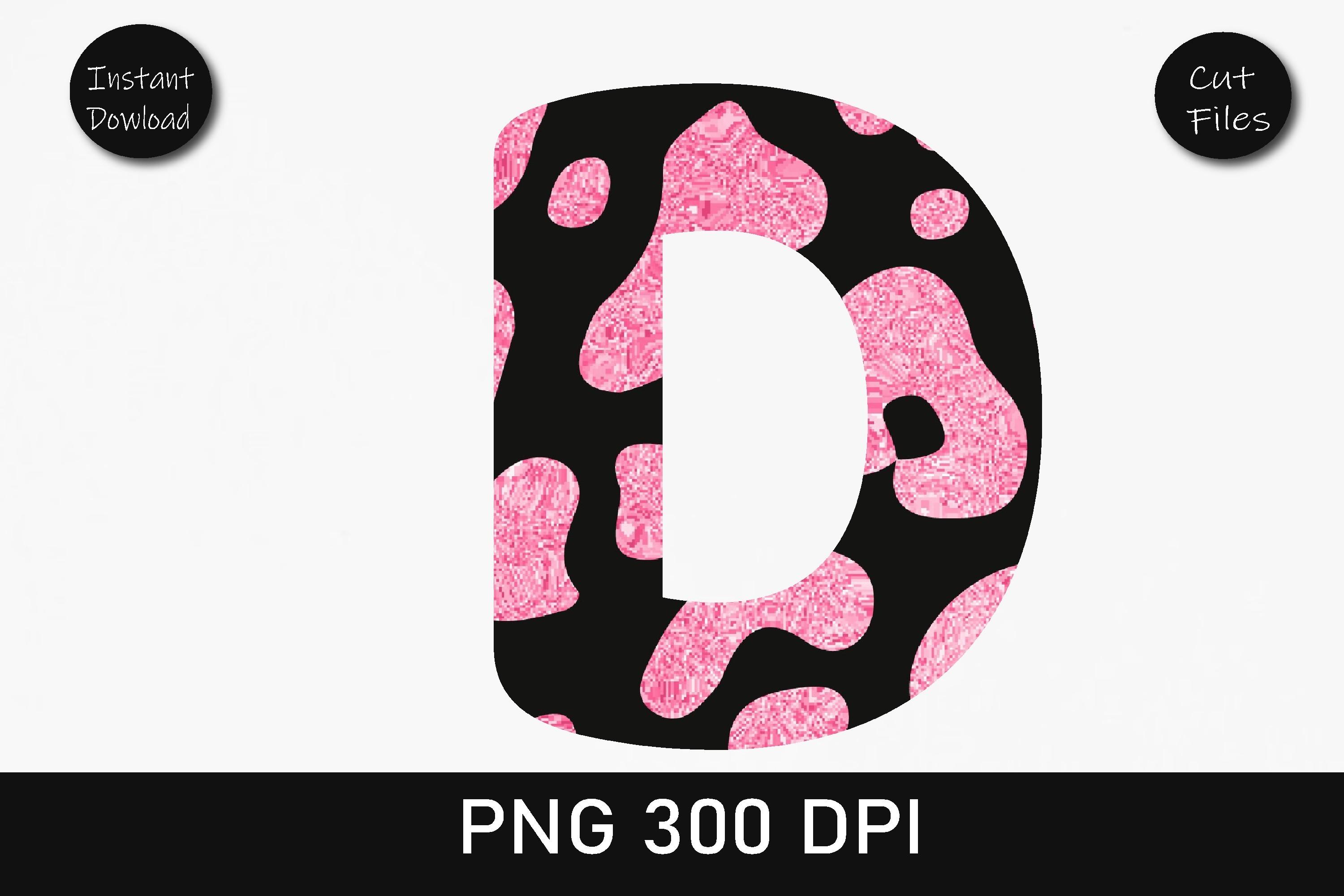 Pink Glitter Leopard Alphabet D