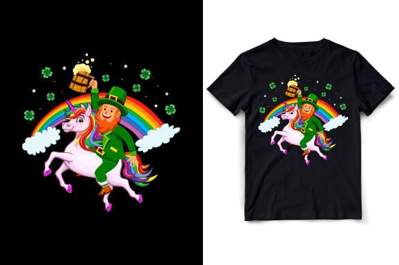 Leprechaun Riding Unicorn Funny T Shirt