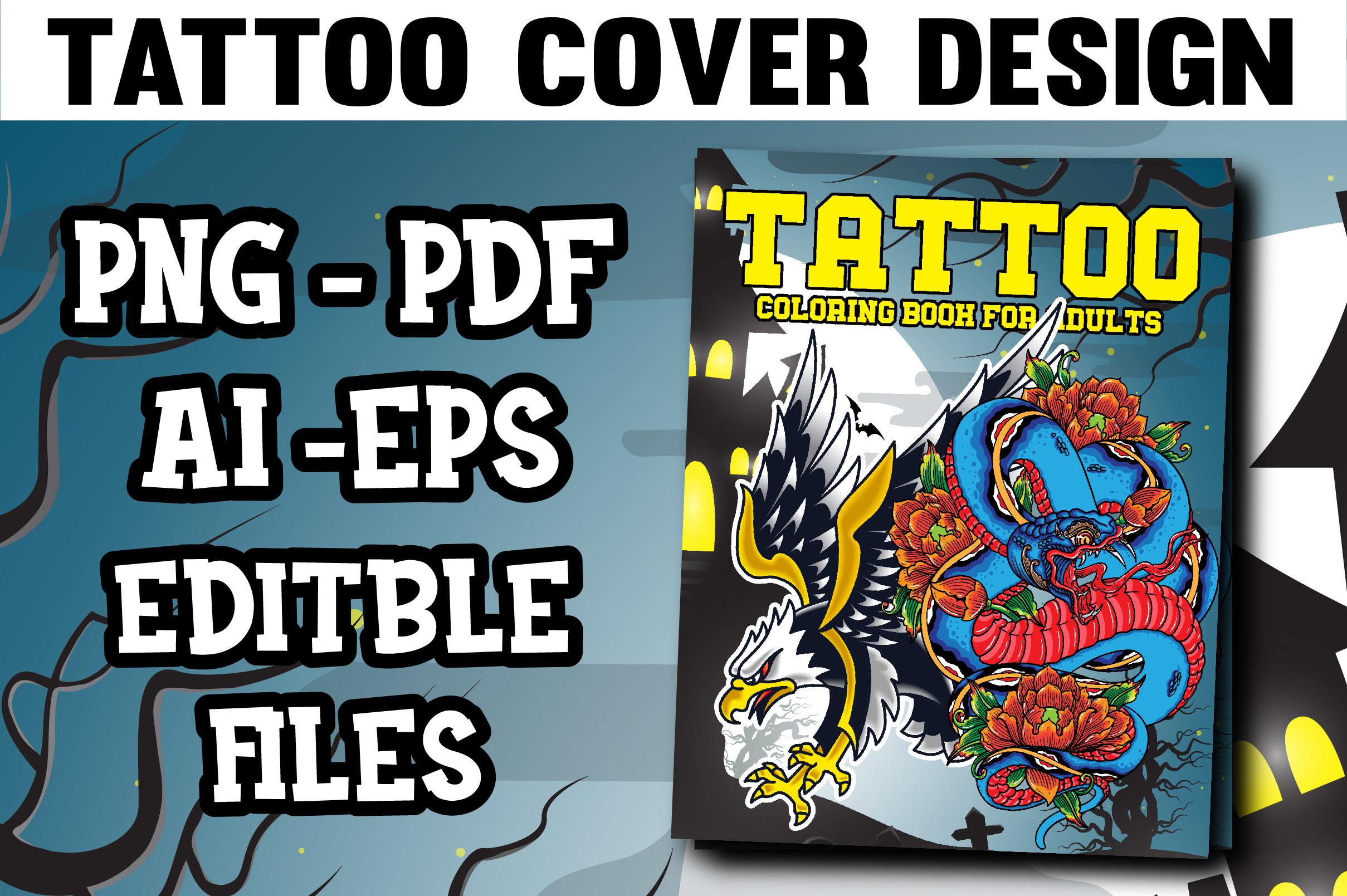 Tattoo Coloring Book Cover Design Adult