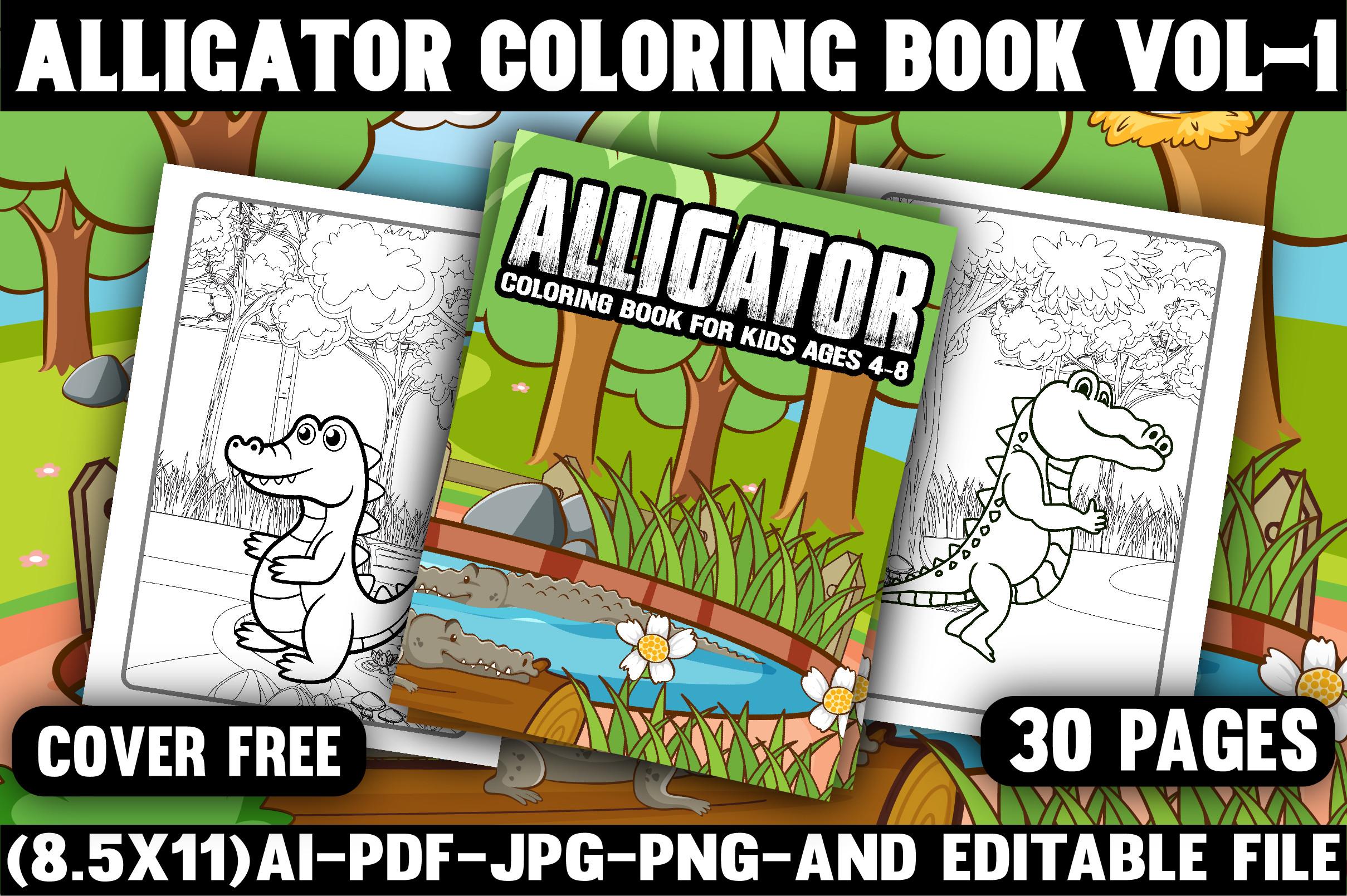 Alligator Coloring Pages for Kids VoL-1